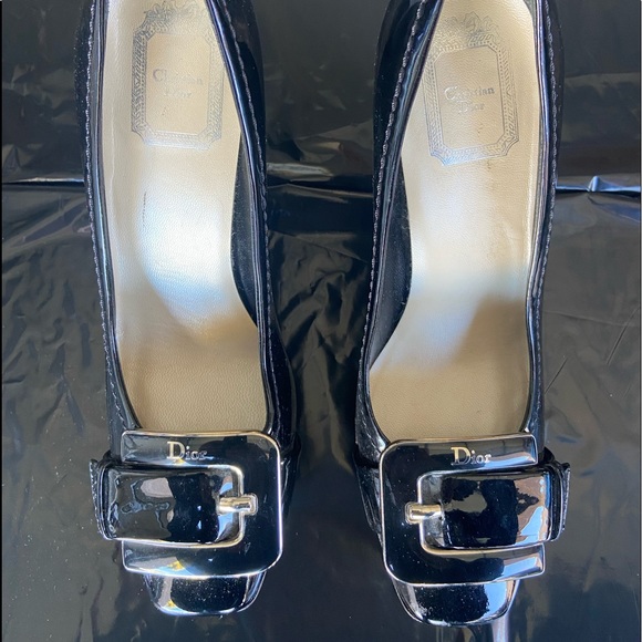 Christian DIOR 6.5 (36 1/2) Black Leather pumps high heels. Great condition. - Picture 1 of 15